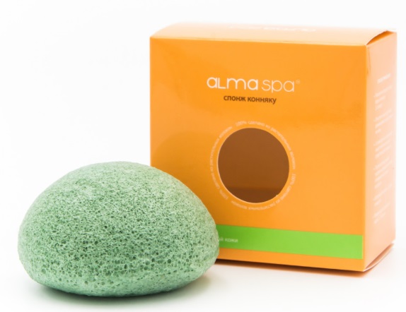 Alma Spa спонж конняку классический для умывания растительный зеленый
