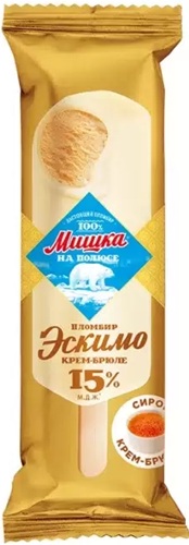 Мишка на полюсе Мороженое Эскимо Пломбир Крем-брюле бел. шок 65г