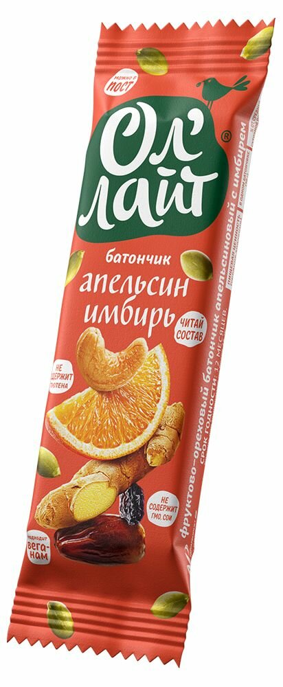 Ол лайт Батончик Апельсин- имбирь 30г фруктово- ореховый