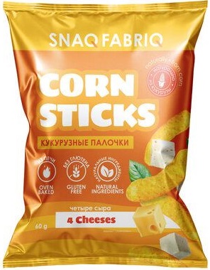 SnaqFabriq Кукурузные палочки Четыре сыра 60г без сахара