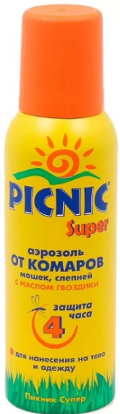 PICNIC Super аэрозоль от комаров и мошек 150 мл