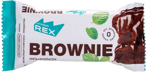 Protein Rex Пирожное Протеиновое Брауни 50г Мята+Коллаген