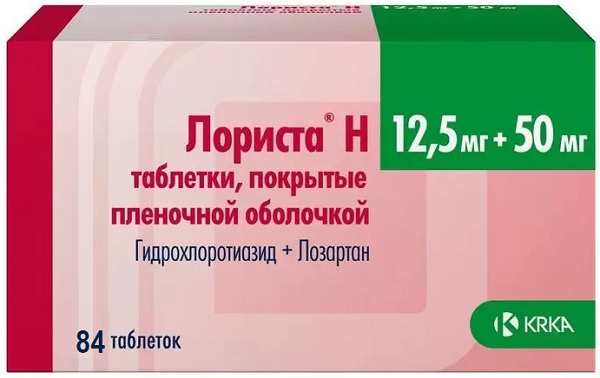 Лориста Н табл. 50мг/12,5мг №84 ( лозартан/гидрохлортиазид ) (Упаковка)