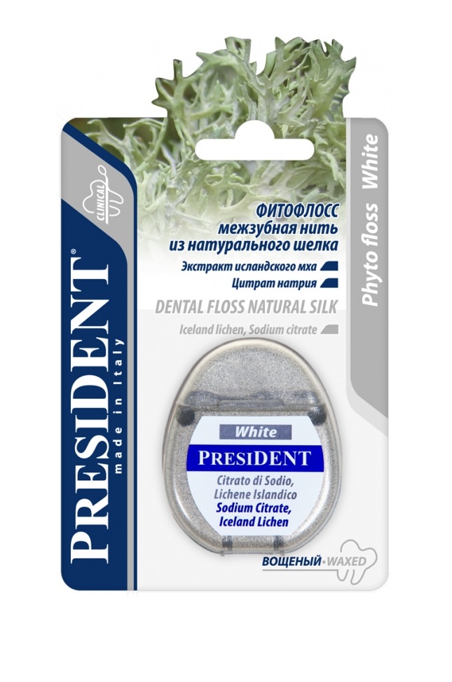 Зубная нить PRESIDENT White 25м