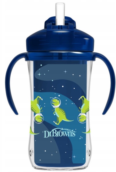 Поильник 12м+ DrBROWNS 300мл С трубочкой синий арт.01202