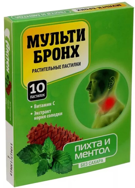 Мульти Бронх пастилки №10 Пихта с Ментолом без сахара