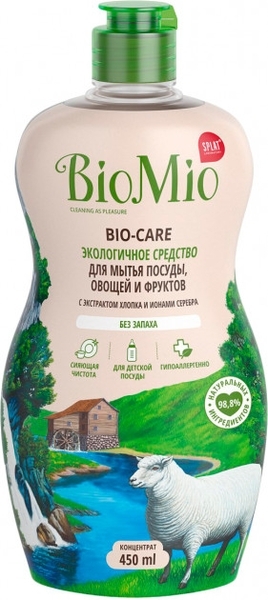 Bio Mio Экологичное средство для мытья посуды, овощей и фруктов 450 мл Без Запаха