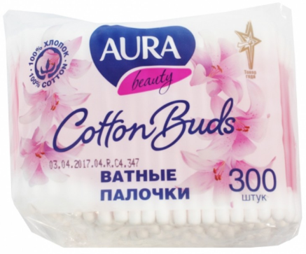 AURA Ватные палочки 300шт пакет