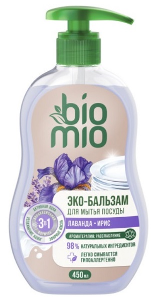 Bio Mio Экологичный бальзам для мытья взрослой и детской посуды 450 мл Лаванда и Ирис