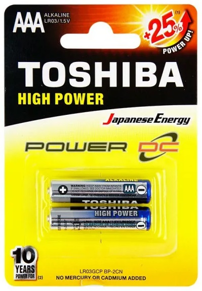 Батарейка TOSHIBA ААА ( 2 шт ) ( LR03 ) 1.5V High Powe >