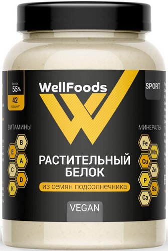 Белок растительный Подсолнечный 500г порошок WellFoods