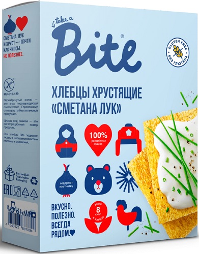 Bite Хлебцы Кукурузно-рисовые Сметана и лук 100г хрустящие без глютена 
