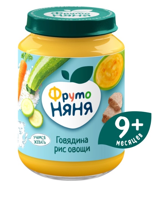ФрутоНяня Пюре Говядина рис с овощами 190г стекло