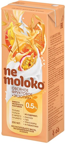 NeMoloko Напиток Овсяный Фруктовый Экзотик 0.2л 