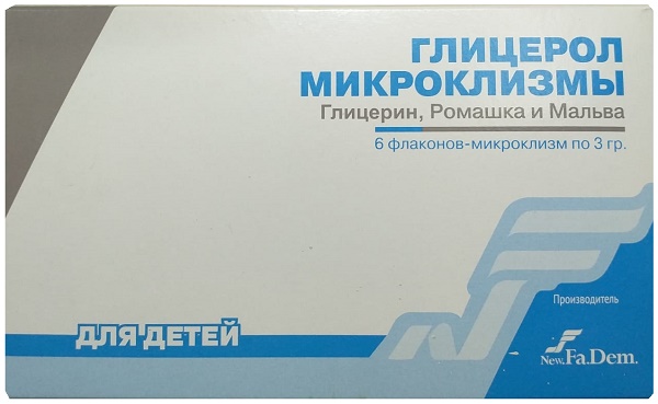 Глицерол микроклизмы 3 г №6 фл. ( глицерин, ромашка, мальва ) для детей (Упаковка)