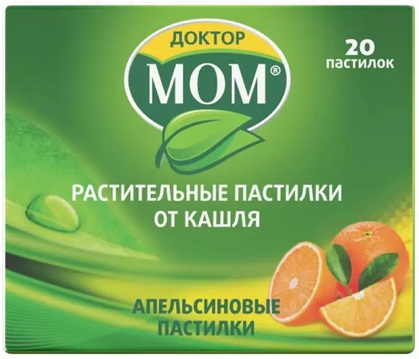 Доктор МОМ растительные пастилки от кашля №20 ( апельсиновые ) (Упаковка)