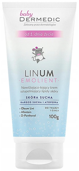 Dermedic увлажняющий успокаивающий крем поплняющий липиды Linum Emolient Baby 100мл
