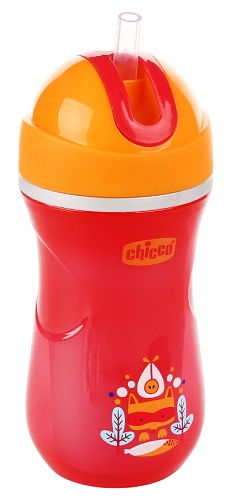 Поильник 14м+ CHICCO Sport Cup 266мл с трубочкой Непроливайка (цв.в асс.)