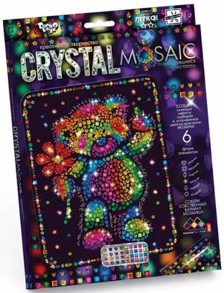 Креативное творчество набор 10+ Crystal Mosaic Мишка с цветком арт.75434
