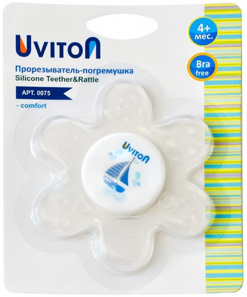 Прорезыватель 4м+ UVITON Погремушка Цветочек арт.0075