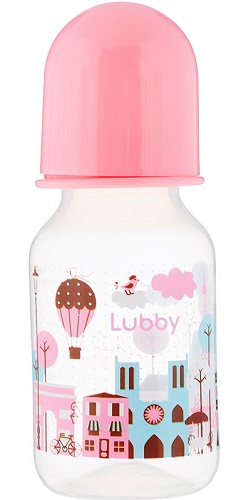 Бутылочка Пластиковая LUBBY 125мл Соска Силиконовая уз/г арт.12020 цв.в асс.