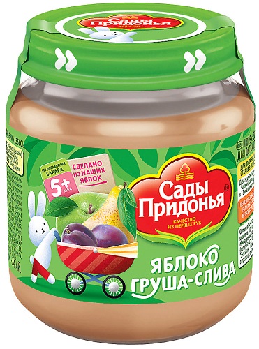 Сады Придонья Пюре Яблоко-груша-слива 120г с 5 мес. стекло
