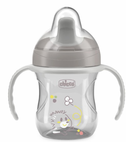 Поильник 6м+ CHICCO Training Cup 200мл Непроливайка серый