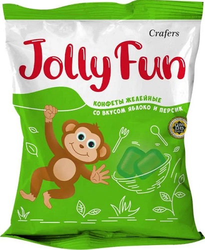 Jolly Fun Конфеты желейные Яблоко-Персик 70г  &