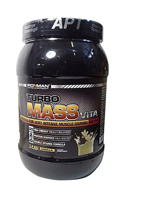 Ironman TurboMass Gainer  Базовый гейнер энергетик 1,4кг ваниль банка