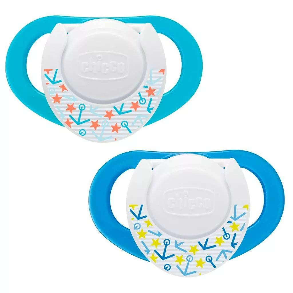Пустышка Латексная CHICCO 6м+ ( 1 шт ) Physio Compact с Контейнером для стерилизации Blue