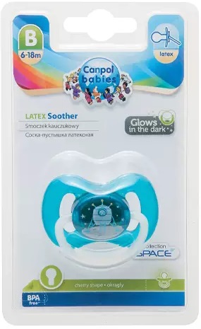 Пустышка Латексная CANPOL BABIES B 6-18м ( 1 шт ) Берюзовый арт.23/222