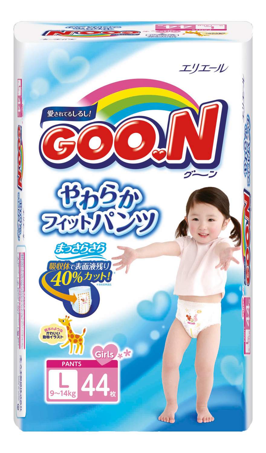 Трусики-подгузники для девочек GOON L44 (9-14кг) 44шт