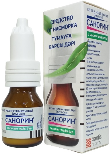 Санорин капли назальные эмульсия 0,1% 10 мл масло эвкалипта ( Xantis Pharma ) ( нафазолин )