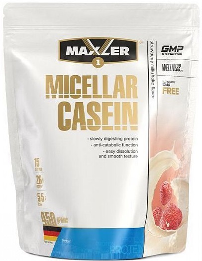 Maxler Казеин Мицеллярный 450г Клубника пакет  &