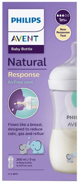 Бутылочка с клапоном AVENT Philips Natural Response with AirFree 260мл 1м+ SCY673/81