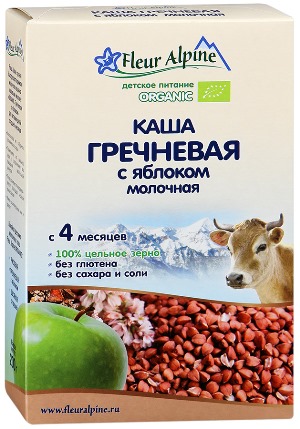 Fleur Alpine Каша молочная Гречневая с яблоком 200г с 4мес.