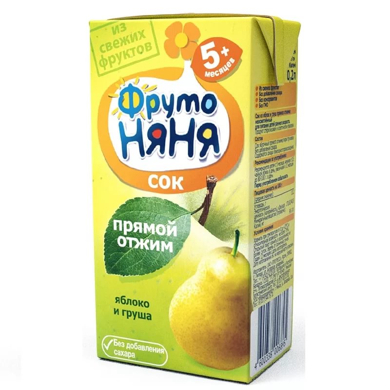 ФрутоНяня Сок яблоко и груша 200мл 