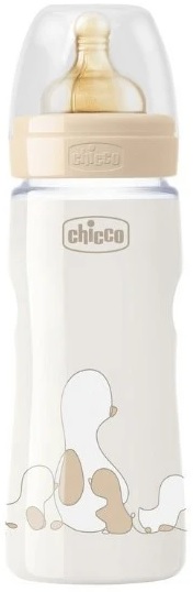 Бутылочка Стеклянная CHICCO Original Touch 240мл Соска Латексная 0м+ Бежевый