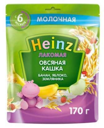Хайнц Каша Лакомая Овсяная банан яблоко земяника 170г