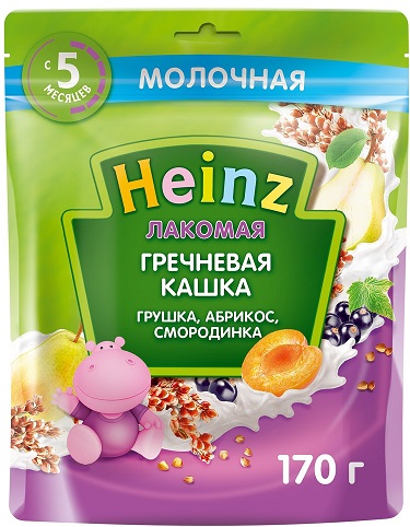 Хайнц Каша Лакомая Гречневая груша-абрикос-смородина 170г
