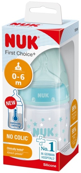 Бутылочка Пластиковая NUK First Choice 150 мл ш/г арт.10743875 Соска Силиконовая 0м+ цв.в асс.