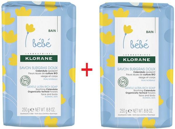 Мыло детское KLORANE BEBE 2*250г (-50% на второе) Акция