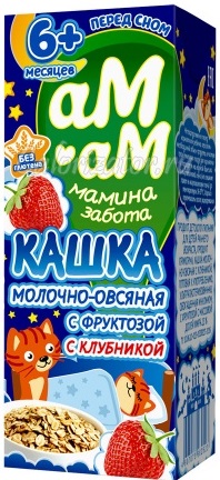 Ам-Ам Кашка готовая молочная Овсяная с Клубникой 200мл с фруктозой т/пак
