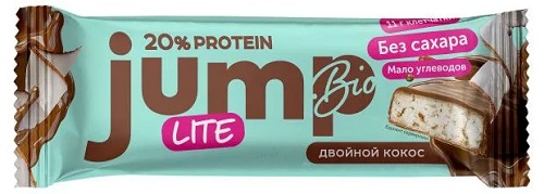Батончик глазированный JUMPBIO LITE 40гр Двойной Кокос