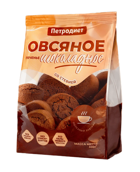 Петродиет Печенье ОВСЯНОЕ Шоколад со стевией 300г