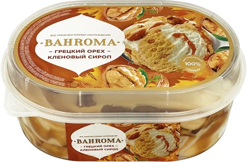 Мороженое Bahroma ванна Пломбир Грецкий орех и кленовый сироп 450г