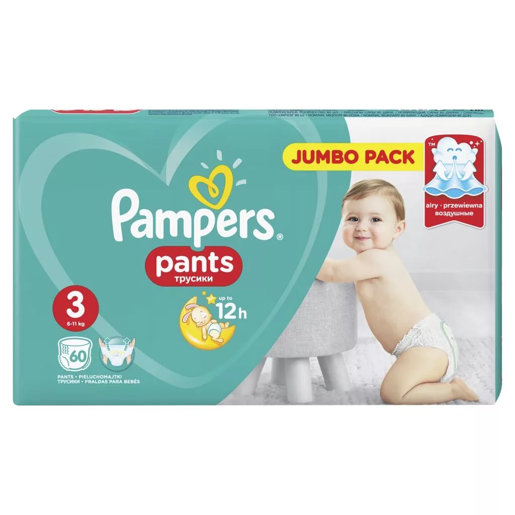Трусики-подгузники для детей PAMPERS Pants №3 (6-11кг) 60шт