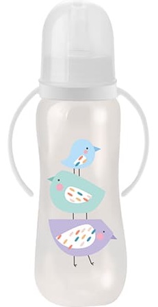 Бутылочка MEPSI с широким горлышком без ручек с силиконовой соской Birds 4+ 250 мл 0222