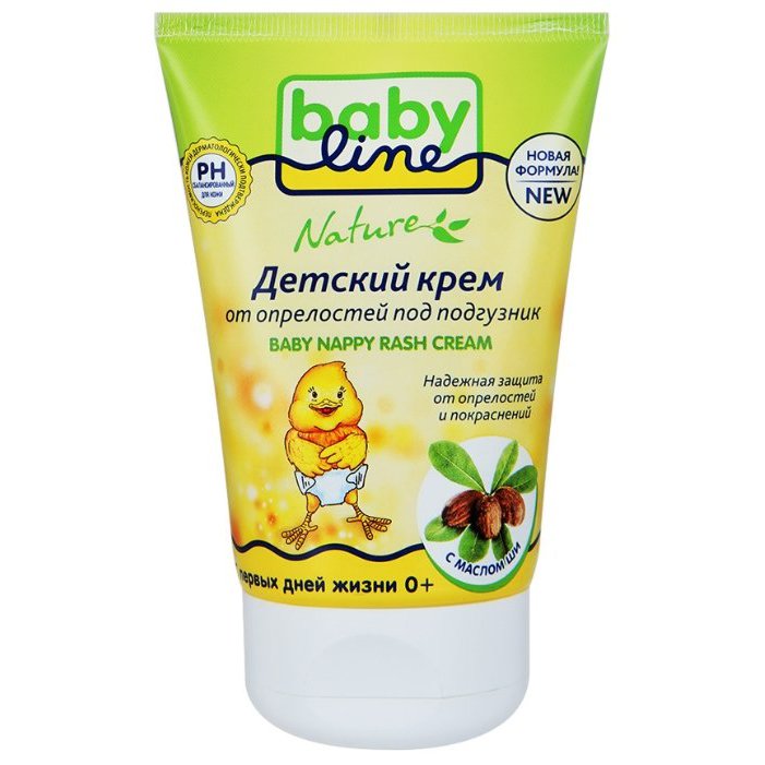 BABY LINE Детский крем От опрелостей под подгузник с маслом ши 0М+ 125мл