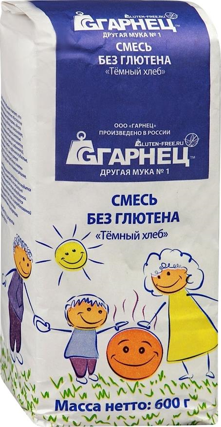 Гарнец Темный хлеб 600 Смесь для приготовления хлеба б/глют
